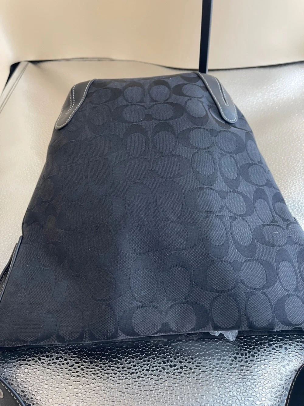 Coach Canvas and Leather Mid 2000s Black Signature Jacquard Bucket Bag E25-6076 - Picture 4 of 10